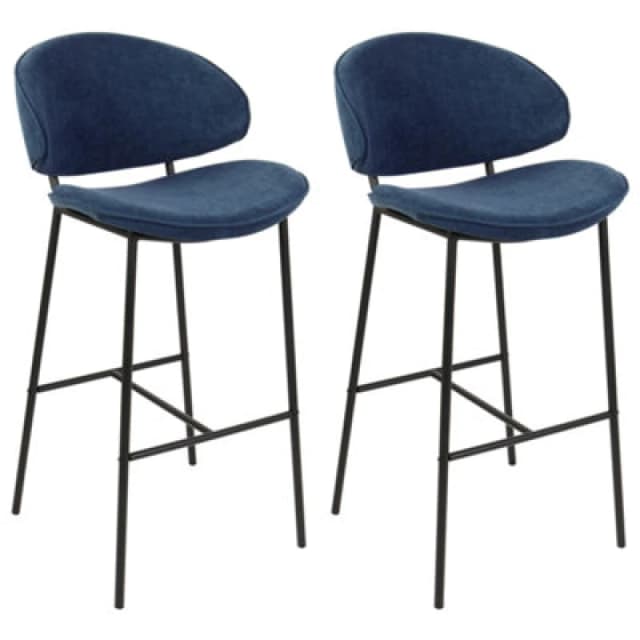 Beliani Set Of 2 Bar Chairs Kiana Navy Blue
