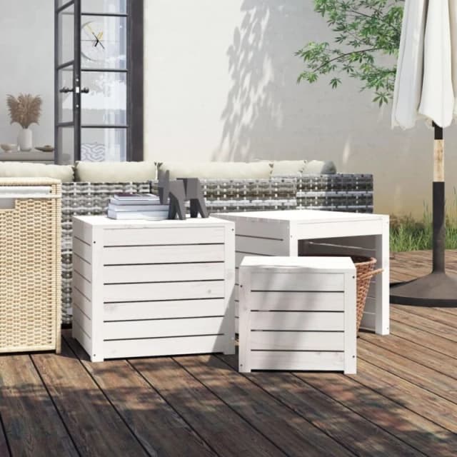 VIDAXL 3 Piece Garden Box Set White Solid Wood Pine Vidaxl 8720845690908