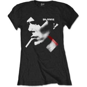 David Bowie - X Smoke Red Womens Large T-Shirt - Black