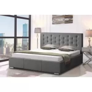 Pinia Upholstered Beds - Plush Velvet, Single Size Frame, Grey - Grey