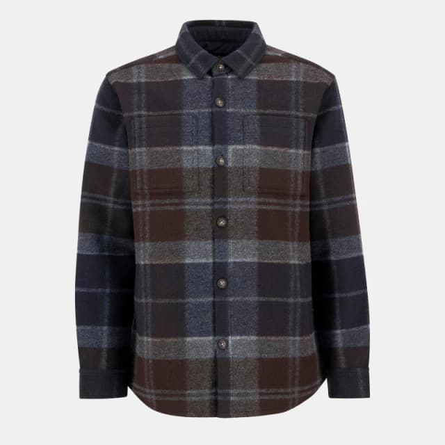 Barbour Mens Chapter Check Long Sleeve 4 Pockets Overshirt MdOak Trtn TN38 male S