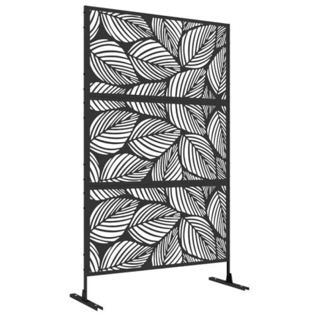 Outsunny 6.5ft Metal Privacy Screen w/ Expansion Leaf Style, Black 844-743V00BK
