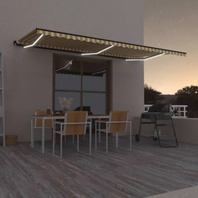 VIDAXL Manual Retractable Awning with LED 600x350cm Yellow and White Vidaxl 8720286395677