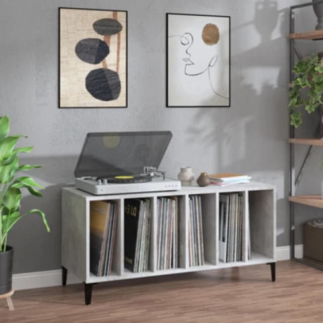 VIDAXL Record Cabinet Concrete Grey 100x38x48cm Engineered Wood Vidaxl 8720845878917