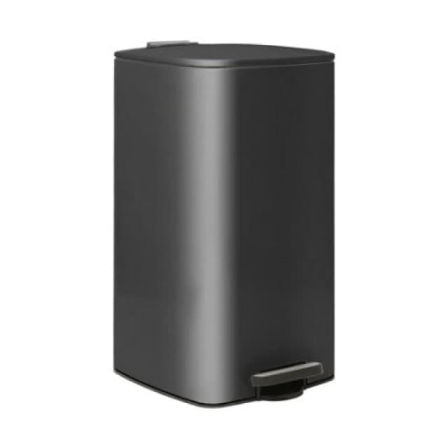 Harbour Housewares Square Stainless Steel Kitchen Pedal Bin - 30L - Black