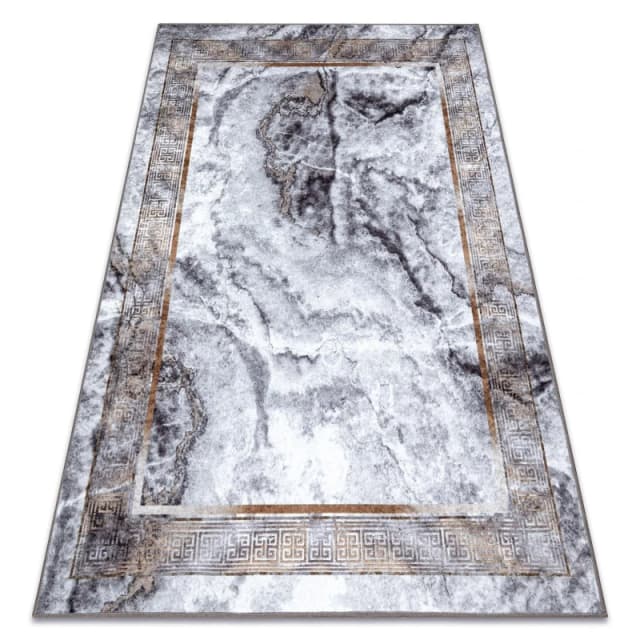 RugsX Miro 51278.812 Washing Carpet Marble, Greek Anti Slip - Grey / Gold 140X190 Cm