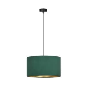 Hilde Black Cylindrical Pendant Ceiling Light with Green Fabric Shades, 1x E27