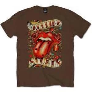 Rolling Stones Tongue & Stars Brown Mens T Shirt: Medium