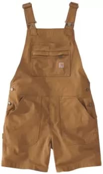 Carhartt Rugged Flex Canvas Ladies Bib Shorts, brown, Size L for Women, brown, Size L for Women