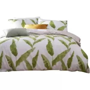 Furn Plantain Duvet Cover Set (King) (Natural/Green) - Natural/Green