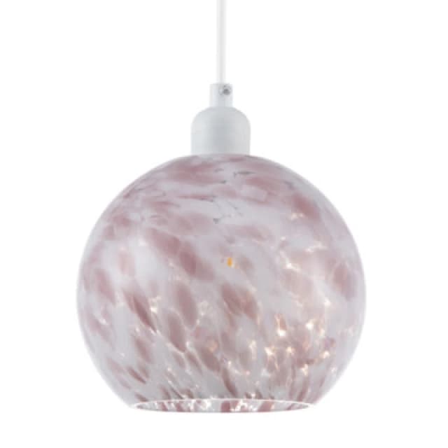 Happy Homewares Modern Pink And White Snowflake 20Cm Glass Pendant Ceiling Lamp Shade