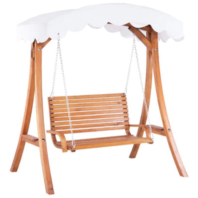 Beliani Patio Swing Andria Larch Wood Brown