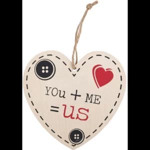 You Me = Us Hanging Heart Sign