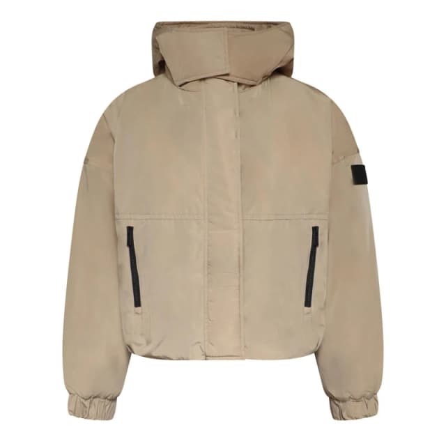 DKNY Hooded Os Jacket Beige female M