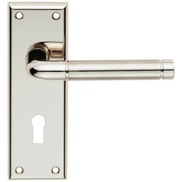 Loops PAIR Round Bar Handle on Lock Backplate 150 x 50mm Polished & Satin Nickel Metallics