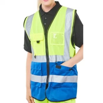 BSeen High Vis Two Tone Executive Waistcoat XL YellowRoyal Ref