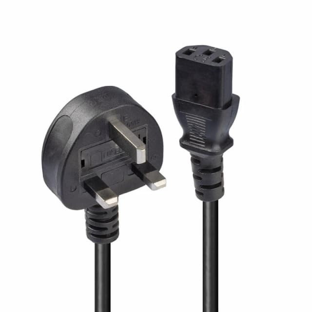 Lindy 0.2m UK 3 Pin Plug To IEC C13 Mains Power Cable. Black
