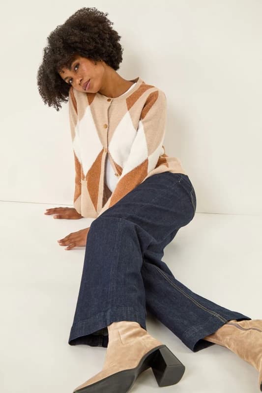 Roman Cotton Blend Wide Leg Stretch Jeans Indigo