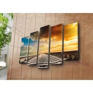 5PAT-9 Multicolor Decorative Canvas Painting (5 Pieces)