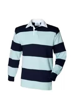Sewn Stripe Long Sleeve Sports Rugby Polo Shirt