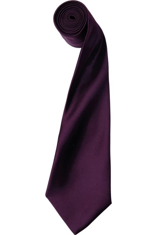 Premier Premier Colours Satin Tie in Aubergine Aubergine One Size Unisex 5063470722983