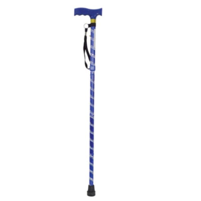 Loops Blue Extendable Walking Stick with Plastic Handle - Engraved Pattern - Foldable Multi