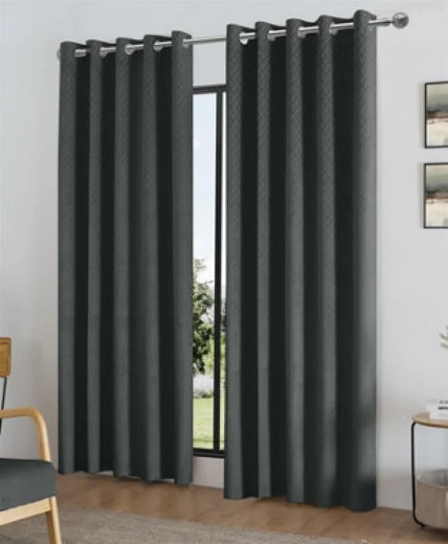 Luxury Living Temple Velvet Ring Top Blackout Curtains 168X229cm Charcoal, Grey TEMCHA6390