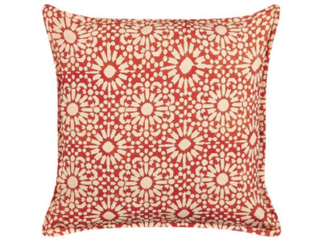 Beliani Throw Cushion Ceiba Cotton 45 X 45cm Red Geometric Pattern