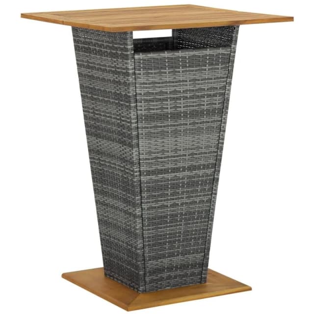VIDAXL Bar Table Grey 80x80x110cm Poly Rattan and Solid Acacia Wood Vidaxl 8720286146699