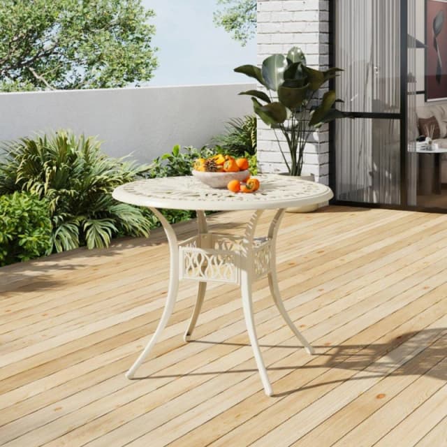 Breeins Vintage Round Aluminum Garden Table White White unisex One size