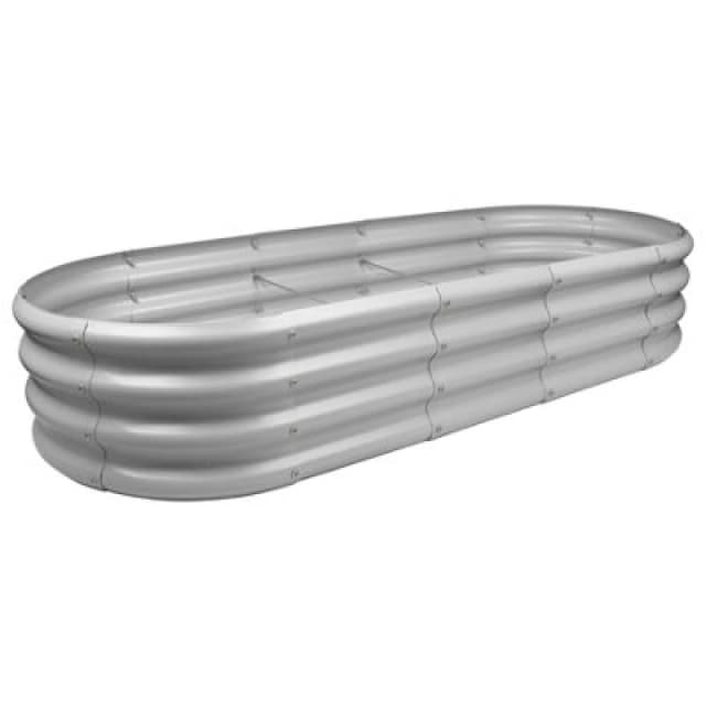 Harbour Housewares Rounded Galvanised Steel Outdoor Raised Garden Bed Planter Large - 180Cm X 90Cm - Silver