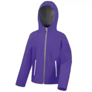 Result Core Kids Unisex Junior Hooded Softshell Jacket (13/14) (Purple/Grey)