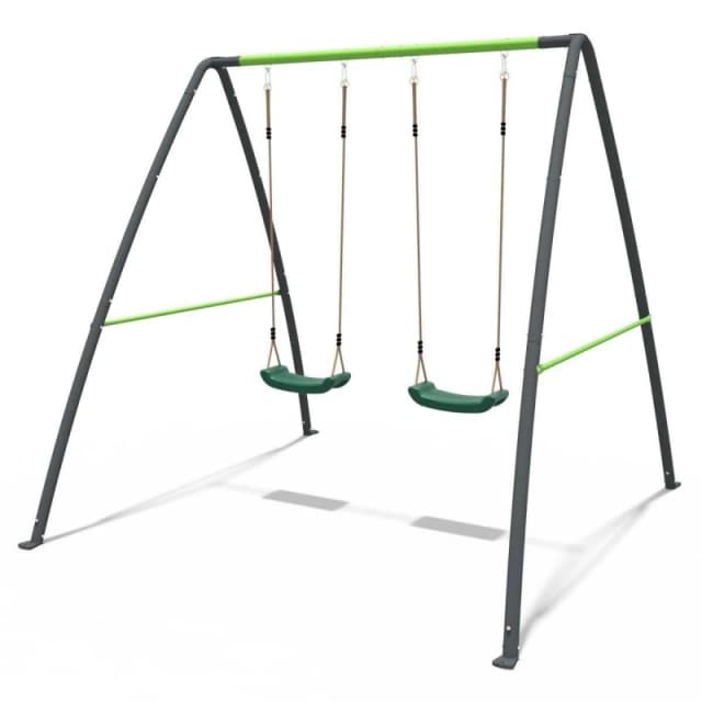 OutdoorToys Children's Steel Garden Double Metal Swing Set in Grey Grey Unisex