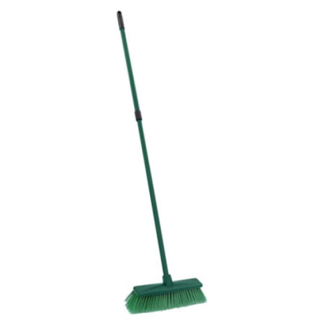 JVL Outdoor Hard Bristle Broom with Telescopic Handle - Green Green