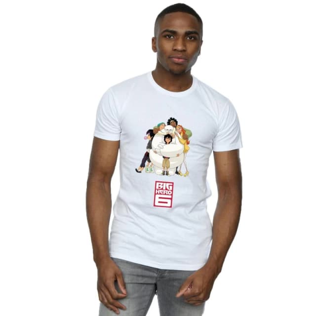 Disney Men Big Hero 6 Baymax Hug T-Shirt in White Size: Small White S Male 5057864208276
