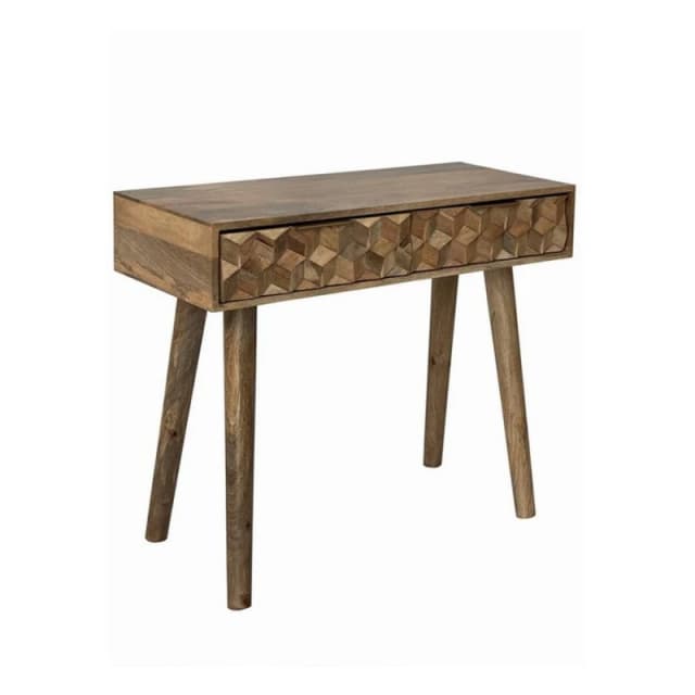 Jaipur Furniture Ltd Geometric Console Table 2 Drawer - Mango Wood - L40 x W91 x H76cm - Light Finish - Assembly Required in Brown Brown Unisex