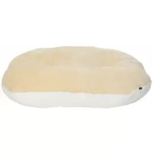 Bunty Oval Dog Pet Puppy Cat Bed Fleece Round Cushion Hard Wicker Basket Insert - Cream - Large