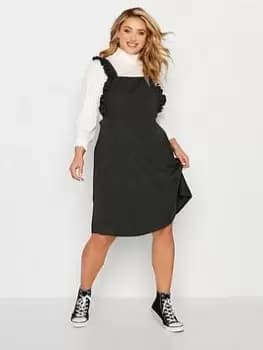 Yours Frill Pinafore - Black, Size 18, Women