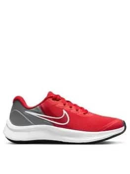 Nike Star Runner Junior Unisex Trainers - Red/Grey, Bright Red, Size 4