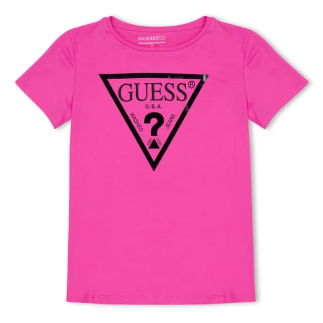 Guess Girl's Core Logo T Shirt - Pink Pink 7 - 8 Years