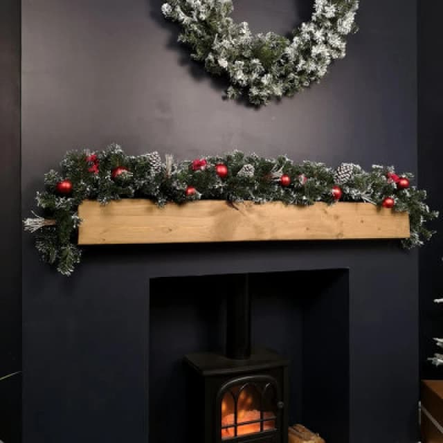 Samuel Alexander Premier 180Cm (6ft) Festive Red Dressed Christmas Garland With Bows And Red Baubles