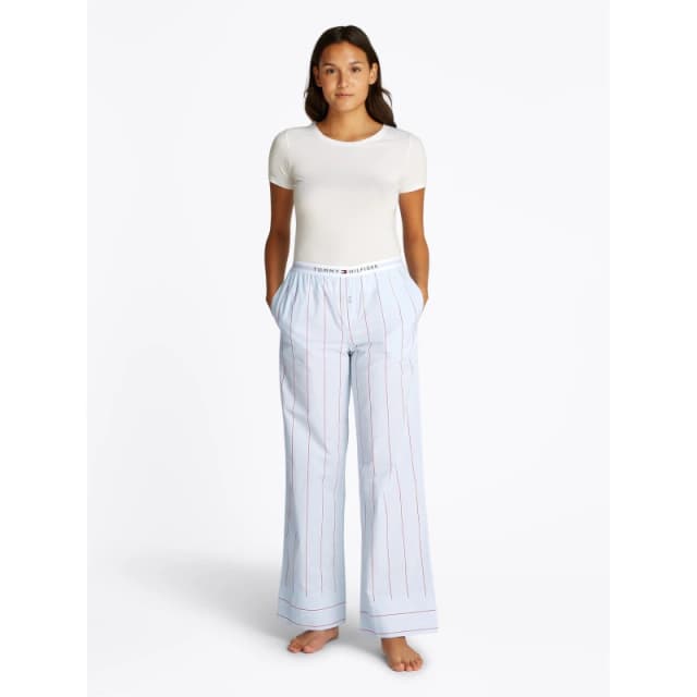 Tommy Hilfiger Womens Poplin Pyjama Trousers Strp Swt Blu female 10 (S)