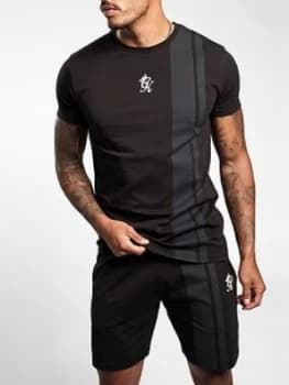 Gym King Printed Stripe T-Shirt - Black
