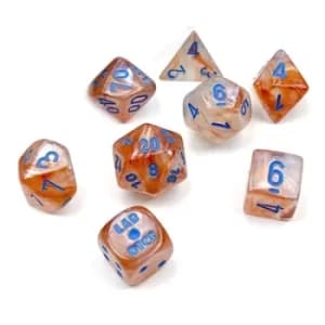 Poly 7 Set Luminary 7-Die Set Lab Dice (Rose Gold/light blue)
