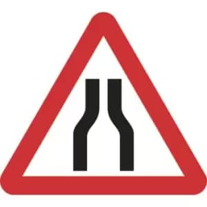 Zintec 750mm Triangular Road Narrows Both Lanes Road Sign with Frame