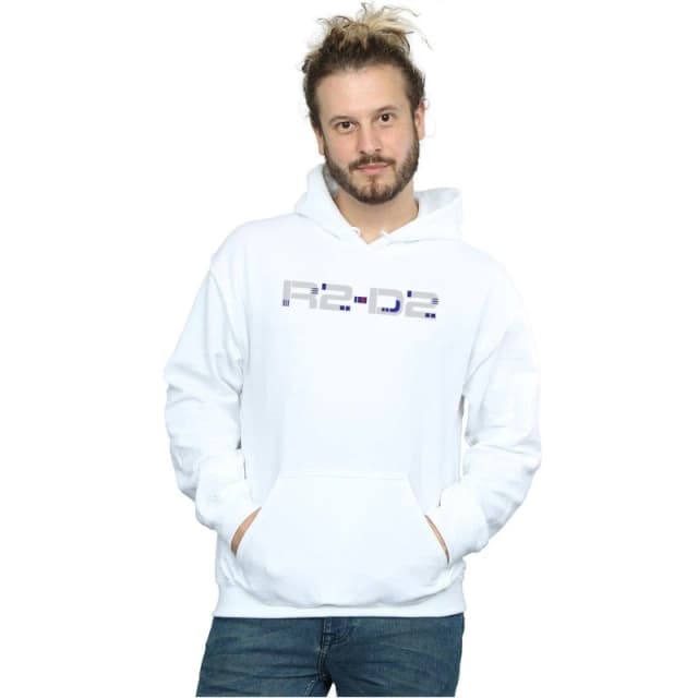 Star Wars Star Wars Men The Rise Of Skywalker R2-D2 Text Logo Hoodie in White Size: Small White S Male 5059400574753