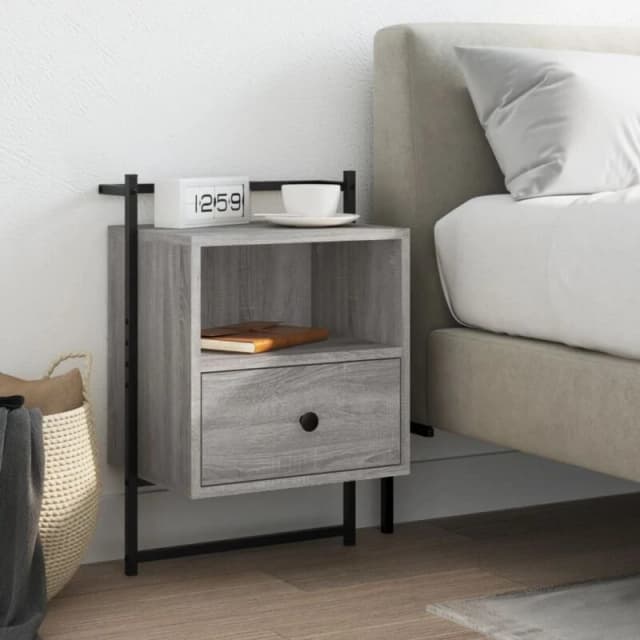 Vidaxl Bedside Cabinet Wall-mounted Grey Sonoma 40X30X61cm Engineered Wood, Grey 833439