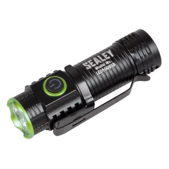 Sealey Super Beam Rechargeable SMD LED Pocket Torch LED1000SB Colour: Black / Green