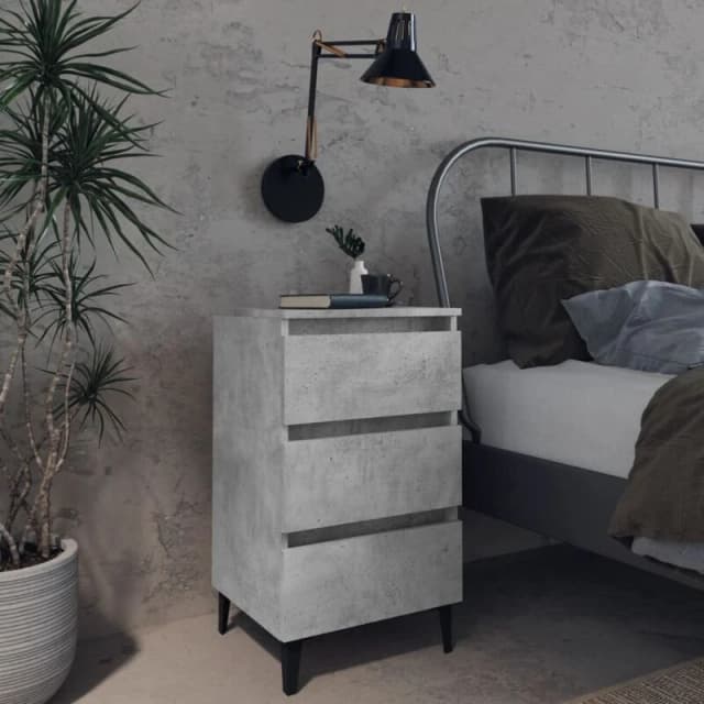 VIDAXL Bed Cabinet with Metal Legs Concrete Grey 40x35x69cm Vidaxl 8720286357224