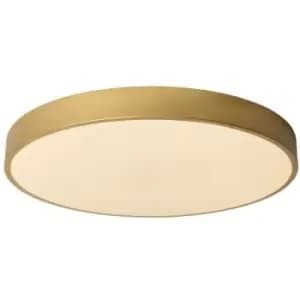 Lucide UNAR - Flush Ceiling Light - Ø49.5cm- LED Dim. - 1x36W 2700K - 3 StepDim - Matt Gold, Brass